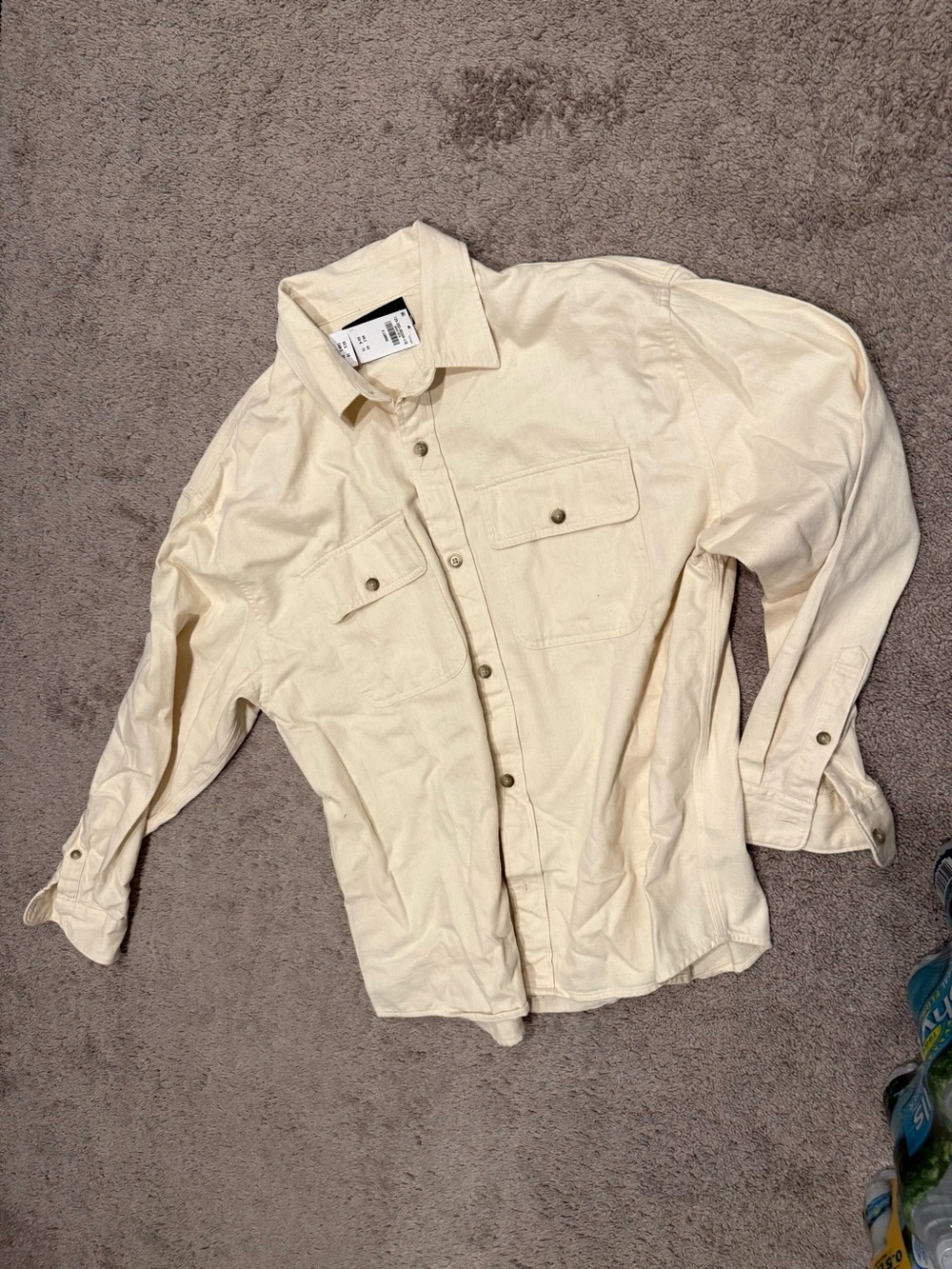 Abercrombie & Fitch Men's Cream Button-Up Shirt Jacket